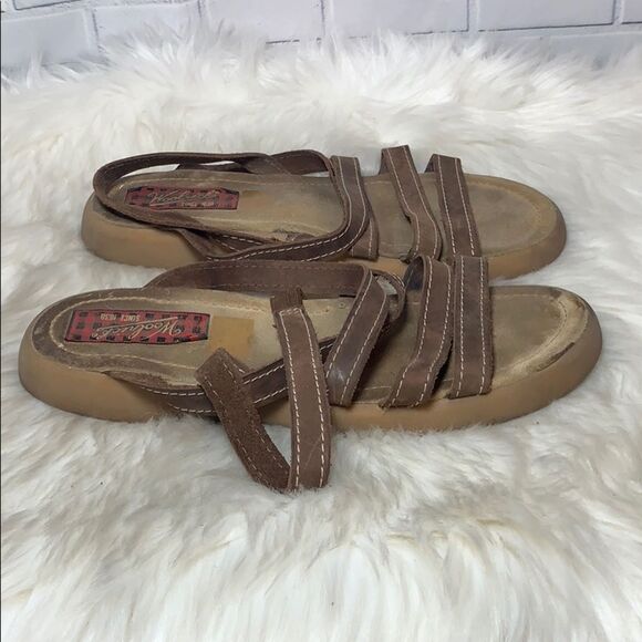 Woolrich Tan Leather Strappy Sandals Sz 10 - Picture 4 of 6